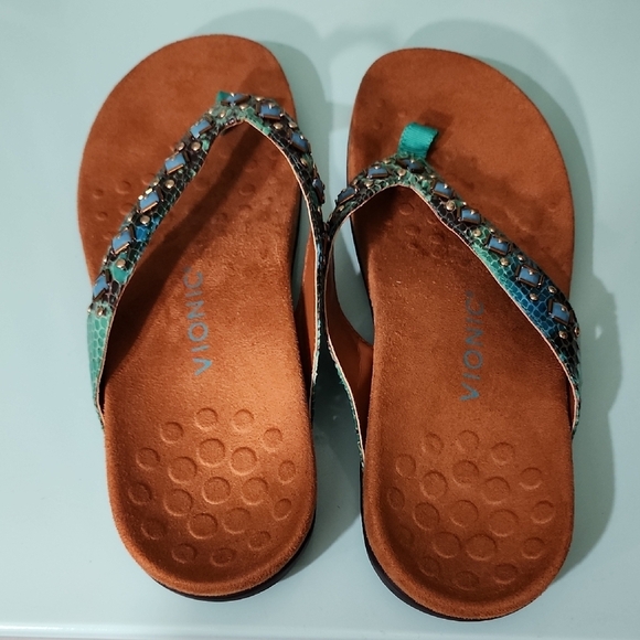 Vionic Floriana Teal Snakeskin Sandals - Like New - Picture 3 of 4